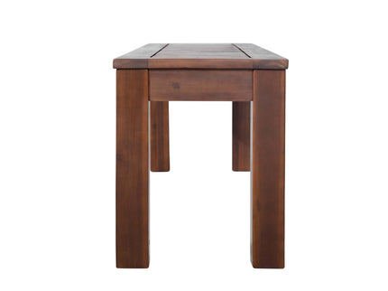 Acacia Wood Outdoor Bench With Beautiful Slat Paneling - Dark Brown