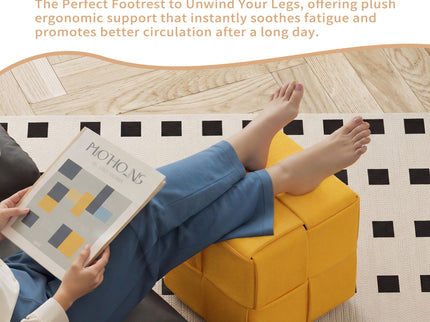 Modern Ottoman Foot Rest With Woven Design