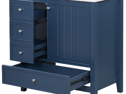 Modern Bathroom Vanity With Sink, 1 Cabinet & 3 Drawers