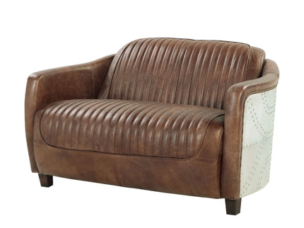 Brancaster - Grain Leather Loveseat - Brown