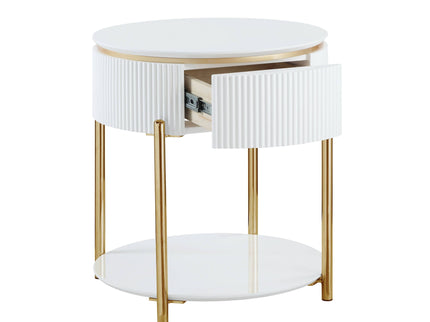 Daveigh - High Gloss End Table - Gold / White