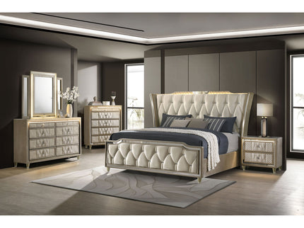 Mika - 8 Drawer LED Dresser With Mirror - Ivory