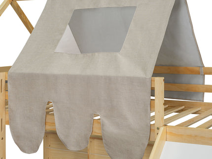 Loft Bed With House Shaped Frame And Tent