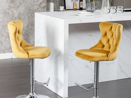 Swivel Barstools Adjusatble Seat Height From 25-33", Modern Upholstered Base Bar Stools With Backs Comfortable Tufted For Home Pub And Kitchen Island (Set of 2)
