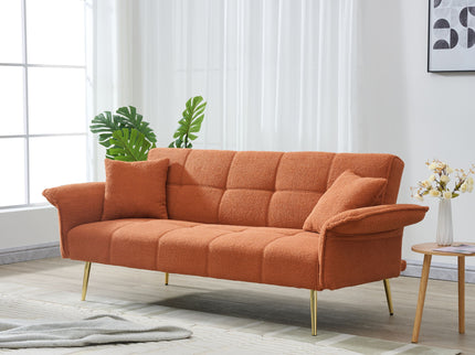 Convertible Double Futon Sofa Bed With Folding Armrests For Living Rooms