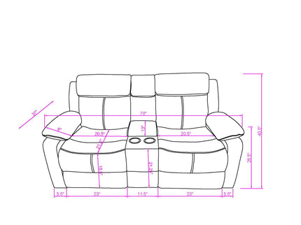 Blanche - Reclining Set With LED Lights, Speaker