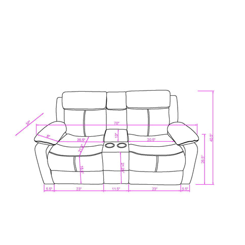 Blanche - Reclining Set With LED Lights, Speaker