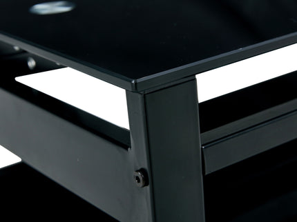Glass Lift Top Coffee Table, Modern Simple 2-Layer Tempered Glass Coffee Table For Living Room - Black