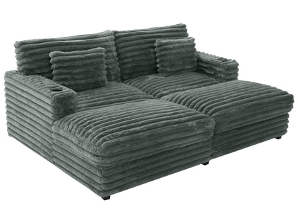 Oversized Double Chaise Lounge Sofa Bed With USB Ports And Cup Holders