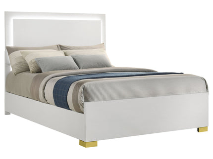 Full LED Panel Bed With Touch Activated Lighting - White