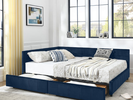 Upholstered Bed Frame With Tufted Backrest And Armrests