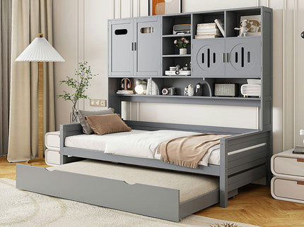 Daybed With All-In-One Cabinet And Shelf