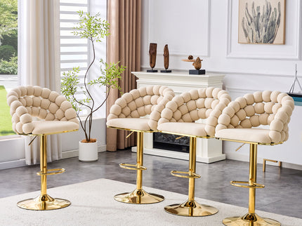 Puffy Bubble Chair, Ball Chain (Set of 2) - Beige / Gold