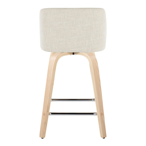 Toriano - Contemporary Fixed Height Counter Stool Swivel With Square Footrest (Set of 2)