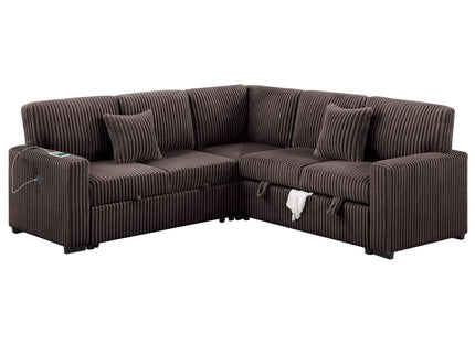 Convertible Sectional Upholstered Sleeper Sofa With Storage Chaise
