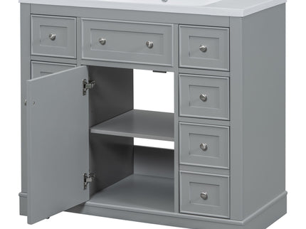 Modern Bathroom Vanity With Sink Combo, 6 Drawers And 1 Cabinet