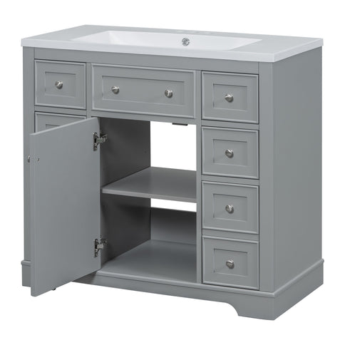 Modern Bathroom Vanity With Sink Combo, 6 Drawers And 1 Cabinet