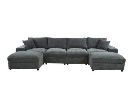 Sectional Sofa With 2 Ottomans And Toss Pillows