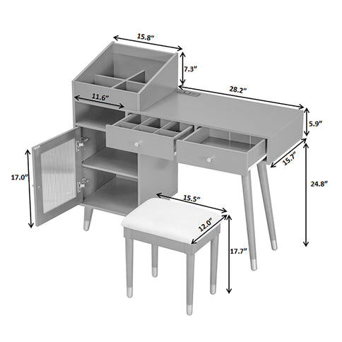 Modern Makeup Vanity Desk With Drawers Cabinet & Charging Port Engineered Wood Space Saving Design For Small Places - Black