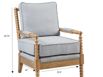 Arm Chair With Open Back Spindle Design, Padded Armrests