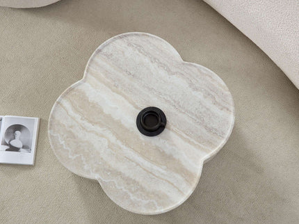 Clover Round Coffee Table With Open Storage - Marble