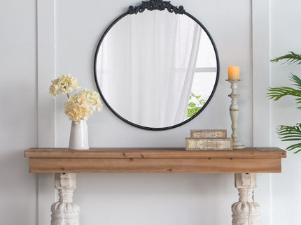 Classic Design Mirror With Baroque Inspired Frame For Bathroom, Entryway Console Lean Against Wall