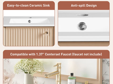 Bathroom Vanity With Sink, Freestanding Single Cabinet Set - Cream White