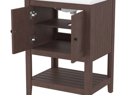 Modern Bathroom Vanity With Sink And Open Shelf