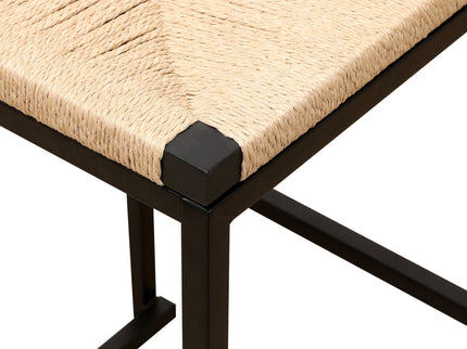 Stylish (Set of 2) Bar Stools With Backrest And Paper Rope Woven Seat, Counter Height Dining Chairs For Kitchen - Natural