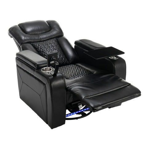 270 Degree Swivel Power Recliner With Tray Table, Phone Holder, Cup Holder, USB Port