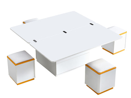Lift Top Coffee Table With 4 Storage Stools