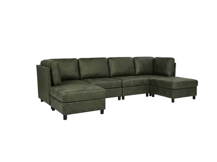 Modular Sectional Sofa With Custom Configuration And Removable Cushions - Olive