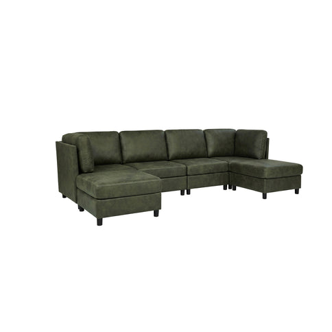 Modular Sectional Sofa With Custom Configuration And Removable Cushions - Olive