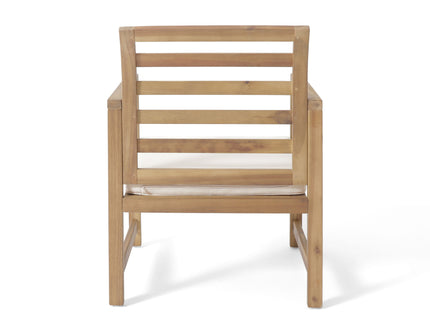 Outdoor Acacia Wood Club Chairs, 2 Pieces Set - Natural Stained / White