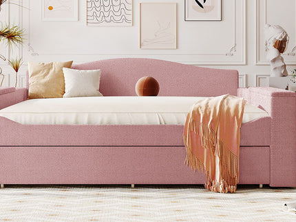 Upholstered Daybed With Storage Armrests, Trundle And Latest Integrated tooth Audio System