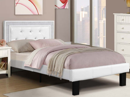 Glamours Style Bed With Diamond Tufted Padded Headboard