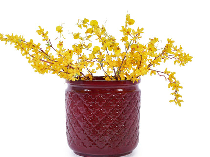 3 Pieces Ceramic Flowerpot, Planter For Patio & Garden Or Windowsills - Bean Paste Red
