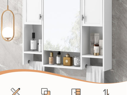 Wall Mounted Bathroom Storage Cabinet With Mirror, Medicine Cabinet With Towel Bar