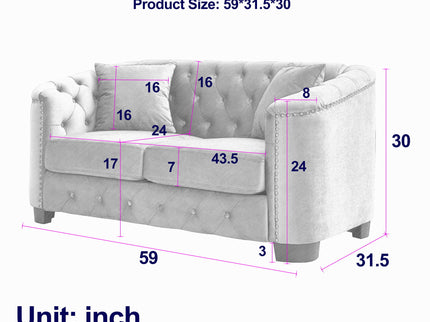 Modern Chesterfield Sofa With Tufted Backrest For Living Room