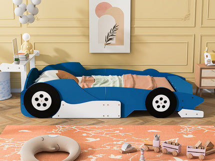Race Car-Shaped Platform Bed With Wheels