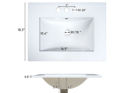 Transitional Style Bathroom Vanity Cabinet With Ceramic Sink