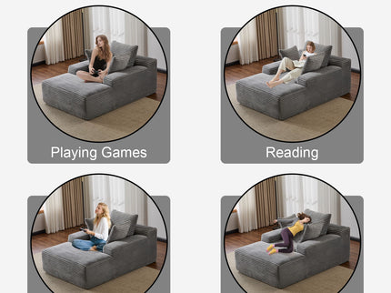 Oversized Chaise Lounge Chair Cozy Cloud Couch With 3 Throw Pillows And Wide Armrest