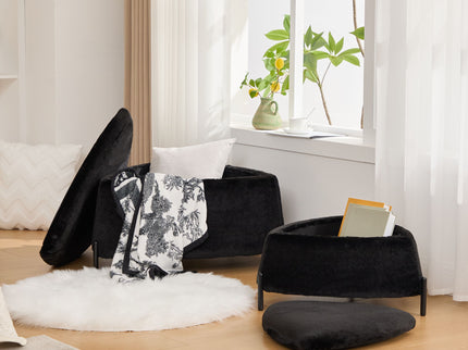 Upholstered Storage Ottoman Set With Reversible Lid