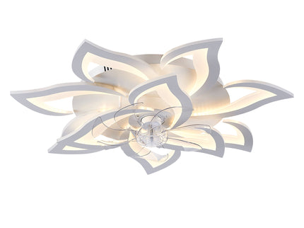 32" Flower Ceiling Fan With LED Dimmable Light, Low Profile Flush Mount Fan With Remote Control, 6 Speeds