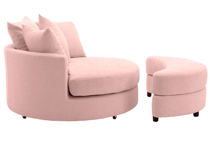 360° Swivel Accent Barrel Chair With Storage Ottoman & 4 Pillows, Modern Leisure Chair Round Accent For Living Room