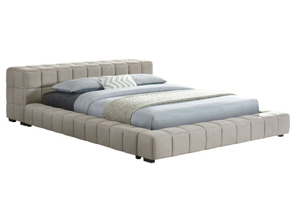 Kinsley - Upholstered Full Platform Bed With Low Profile And Tufted Headboard - Taupe