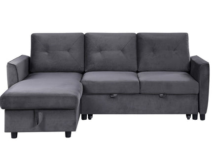 Hudson - Reversible Sleeper Sectional Sofa With Storage Chaise - Dark Gray