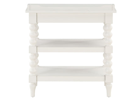 Aria - Nightstand With Styling, 2 Shelves, Pull Out Tray, Spool Turned Legs - Antique White