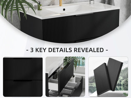 Modern Wall Mounted Floating Bathroom Vanity With Sink And Drawers