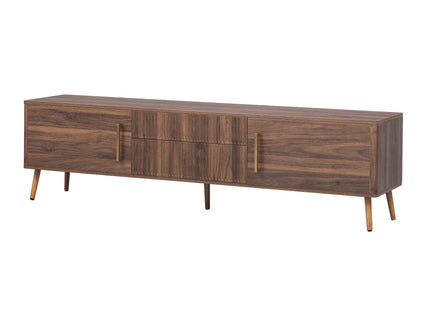 TV Stand With 2 Drawers, Media Console Table For TVs Up To 80'' For Living Room - Walnut